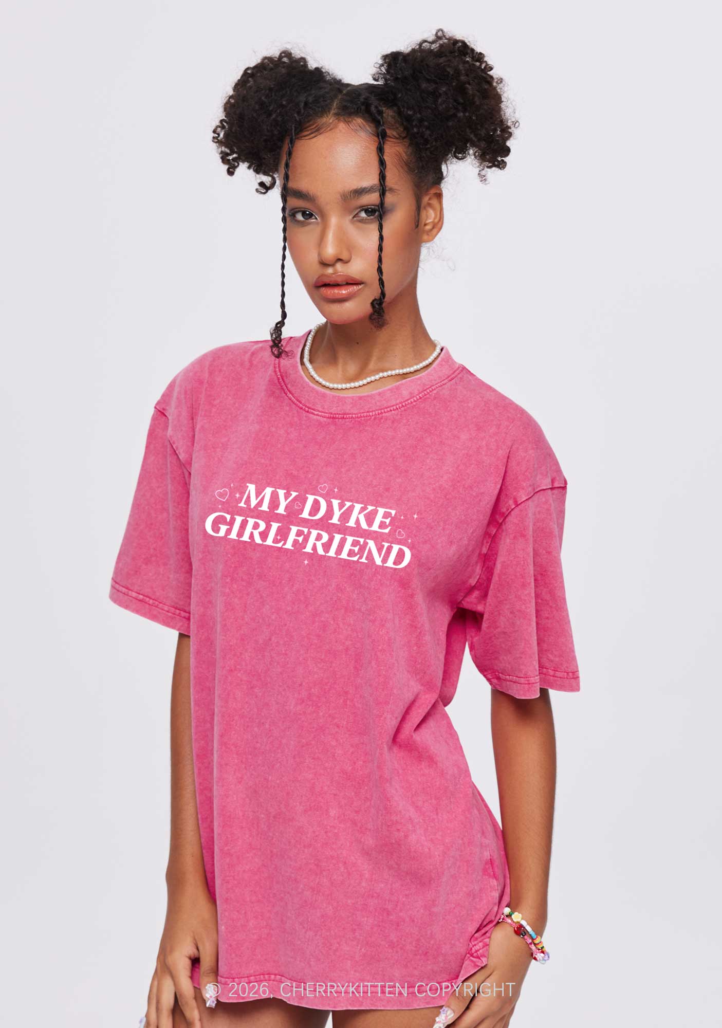My Dyke BF GF Y2K Valentine's Day Couple Shirt Cherrykitten - Image 3