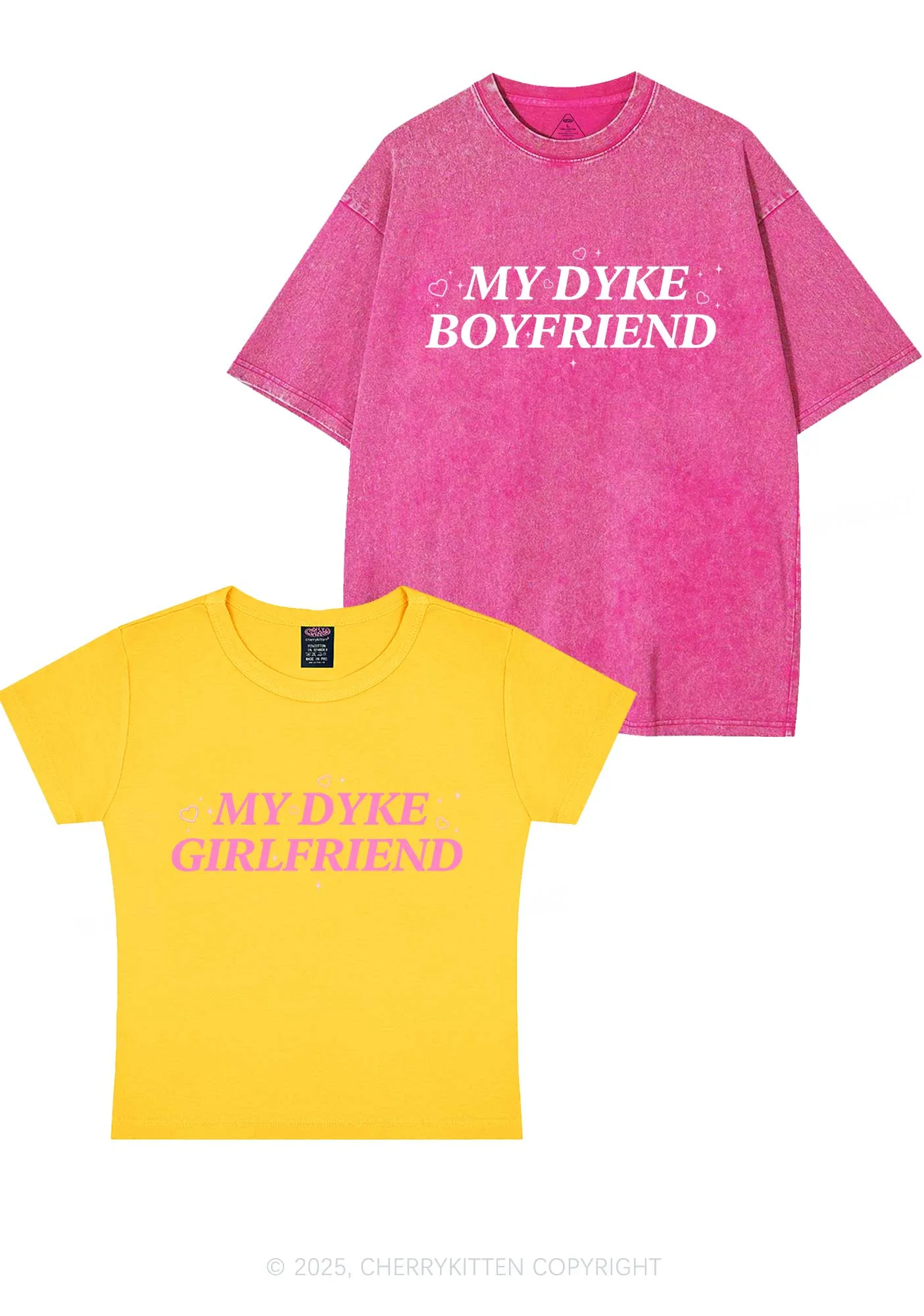 My Dyke BF GF Y2K Valentine's Day Couple Shirt Cherrykitten - Image 7