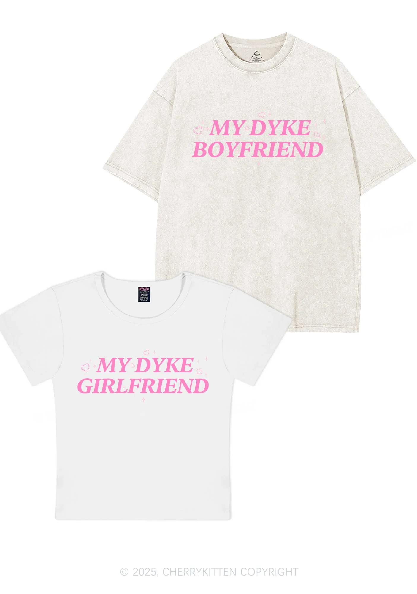My Dyke BF GF Y2K Valentine's Day Couple Shirt Cherrykitten - Image 8