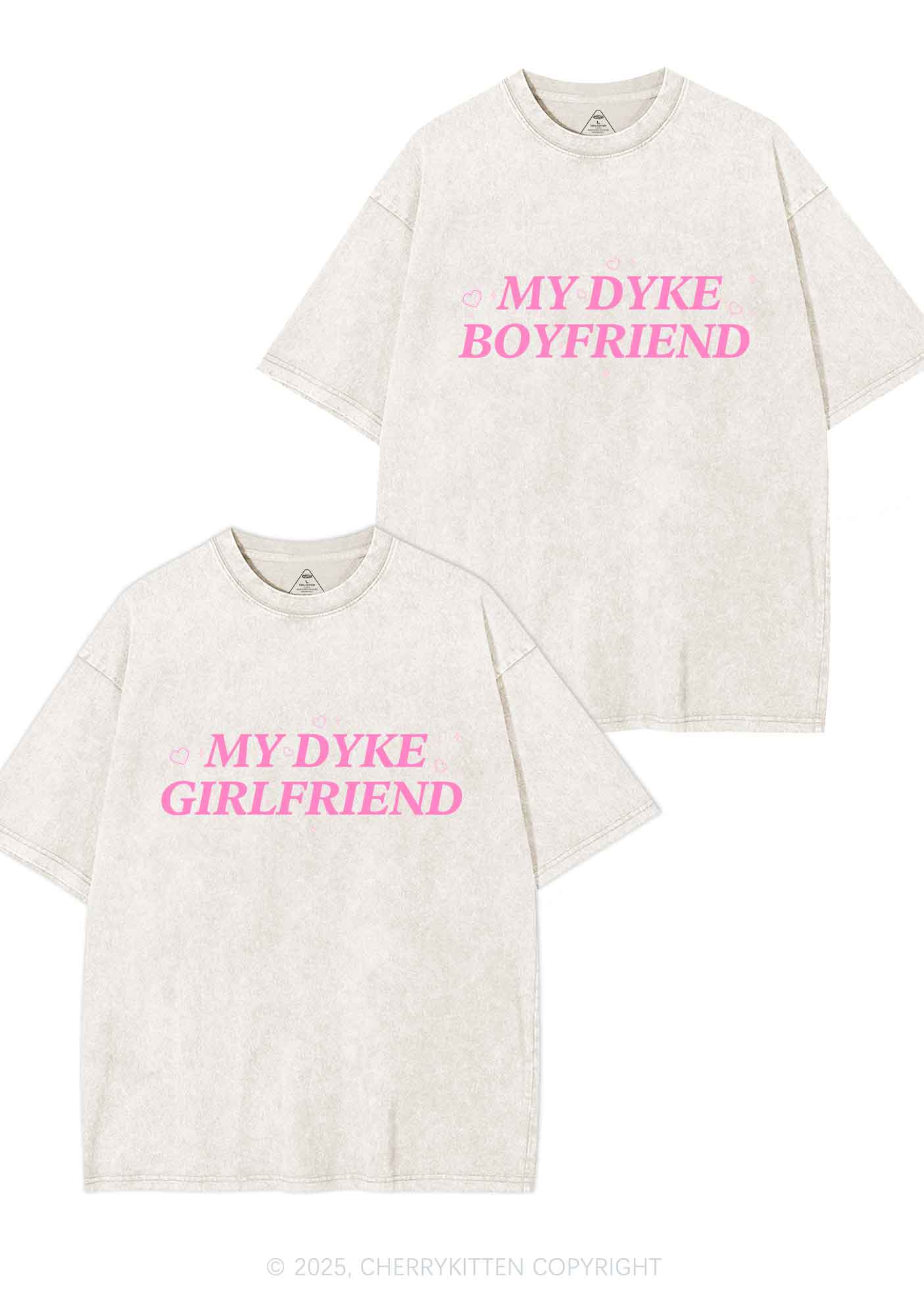 My Dyke BF GF Y2K Valentine's Day Washed Tee Cherrykitten - Image 5