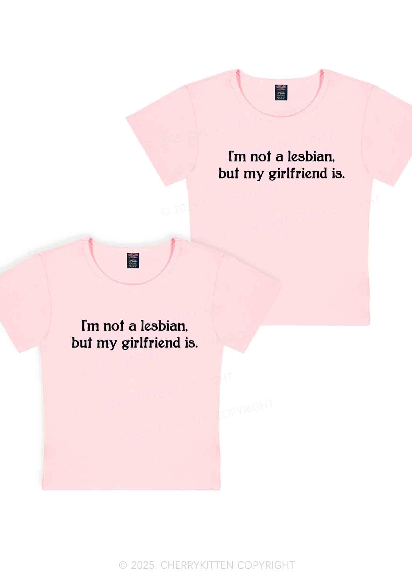 My GF Is Lesbian Y2K Valentine's Day Baby Tee Cherrykitten - Image 11