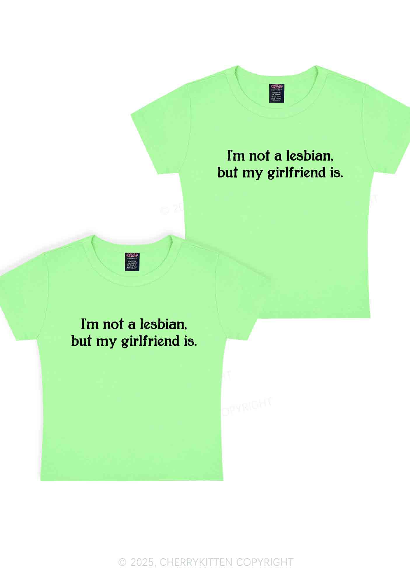 My GF Is Lesbian Y2K Valentine's Day Baby Tee Cherrykitten - Image 12