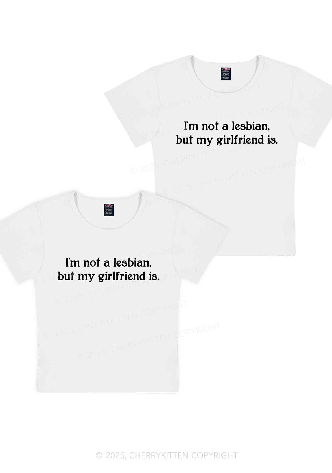My GF Is Lesbian Y2K Valentine's Day Baby Tee Cherrykitten - Image 5
