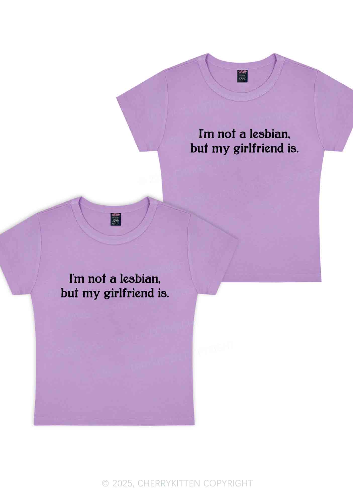My GF Is Lesbian Y2K Valentine's Day Baby Tee Cherrykitten - Image 6