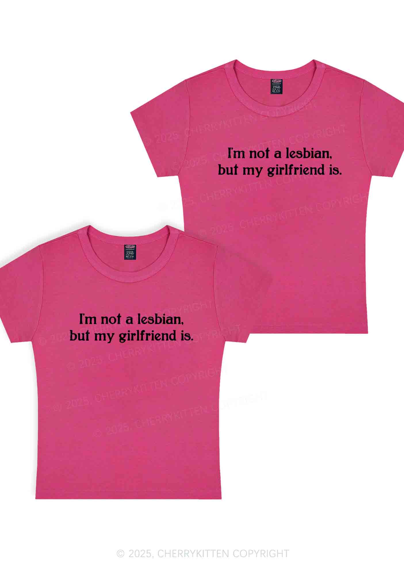 My GF Is Lesbian Y2K Valentine's Day Baby Tee Cherrykitten - Image 7