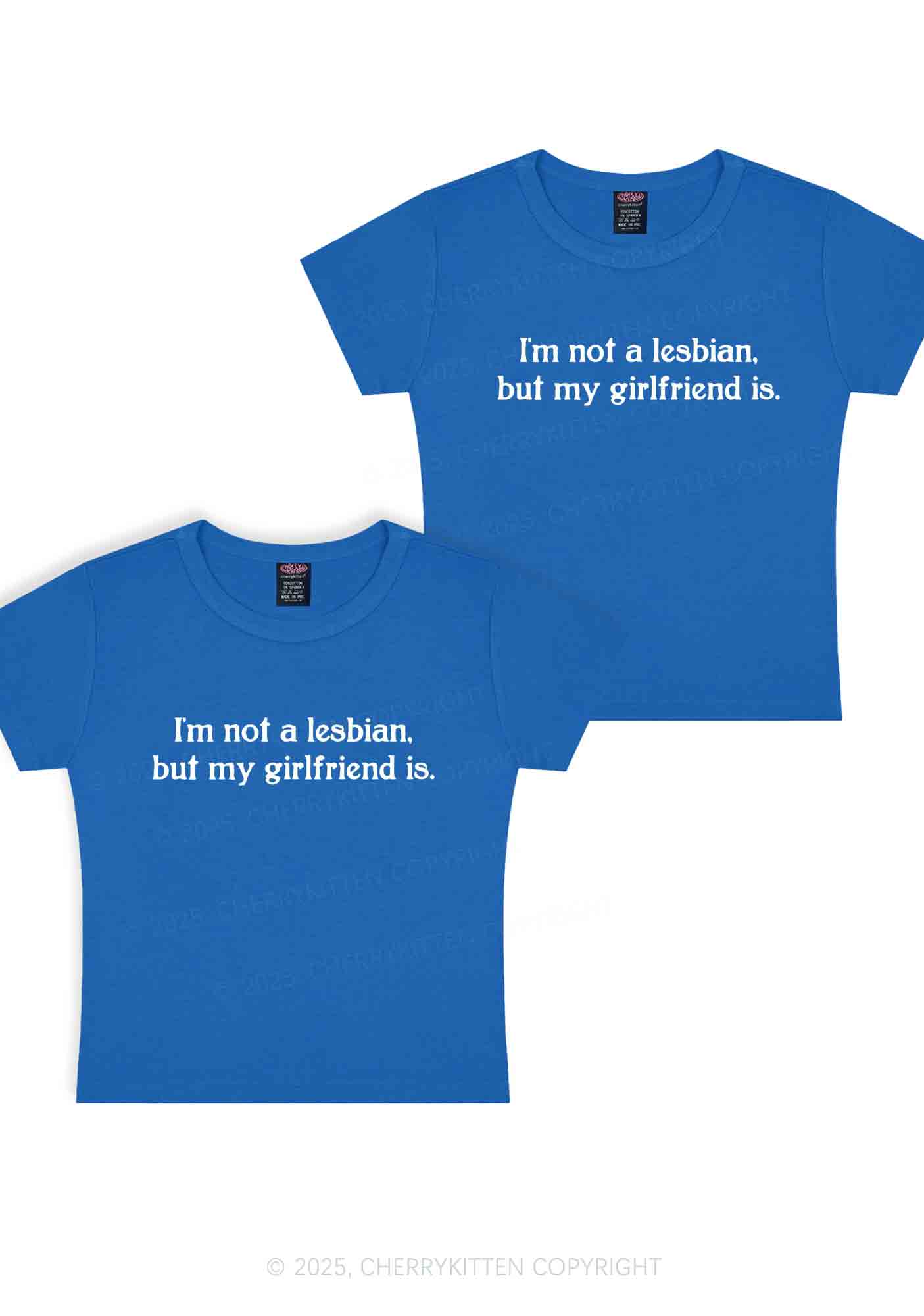 My GF Is Lesbian Y2K Valentine's Day Baby Tee Cherrykitten - Image 8