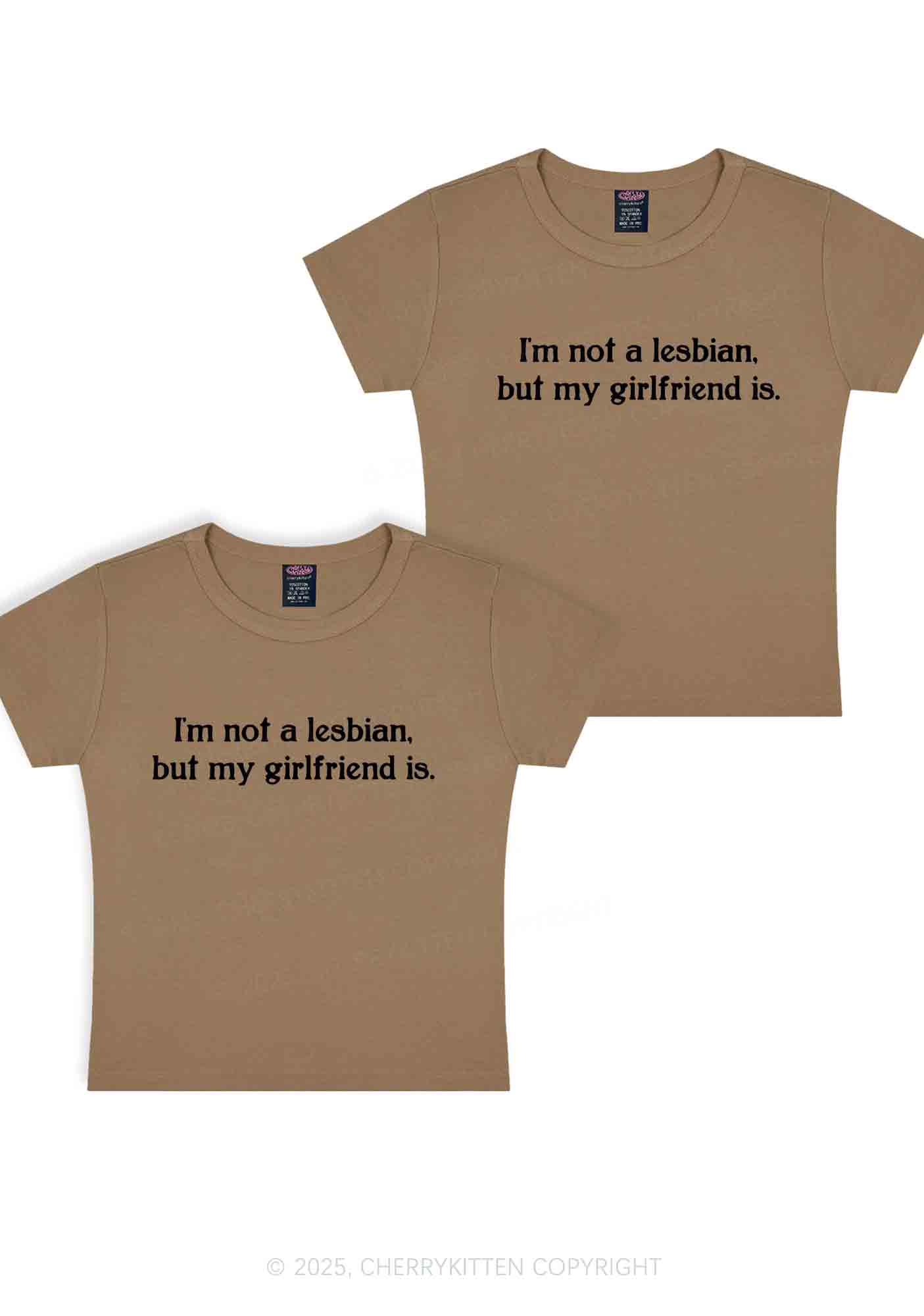 My GF Is Lesbian Y2K Valentine's Day Baby Tee Cherrykitten - Image 9