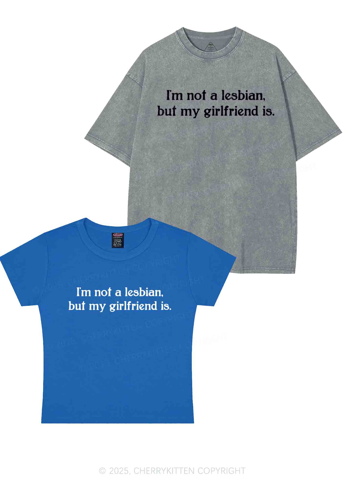 My GF Is Lesbian Y2K Valentine's Day Couple Shirt Cherrykitten - Image 11