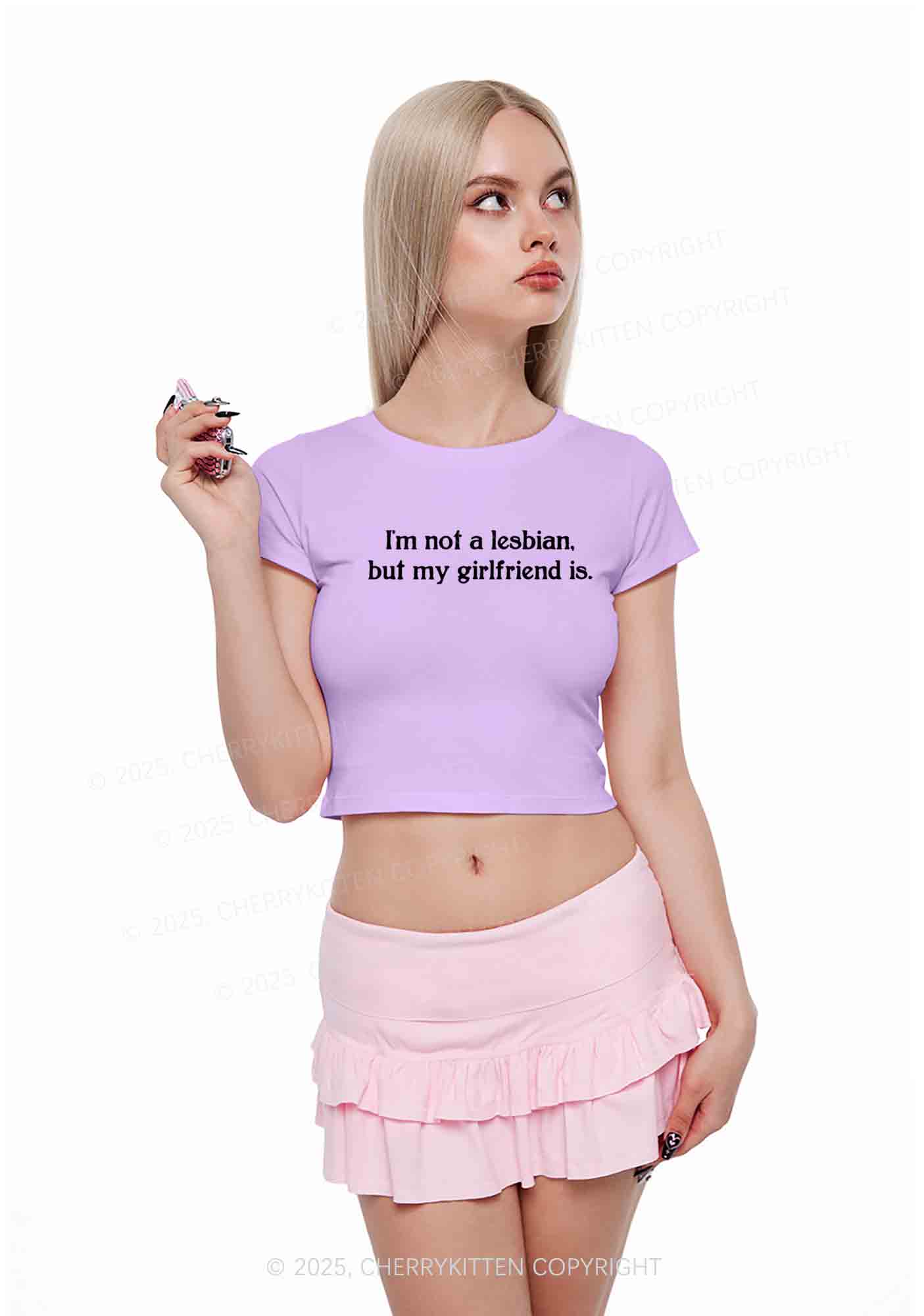 My GF Is Lesbian Y2K Valentine's Day Couple Shirt Cherrykitten - Image 3