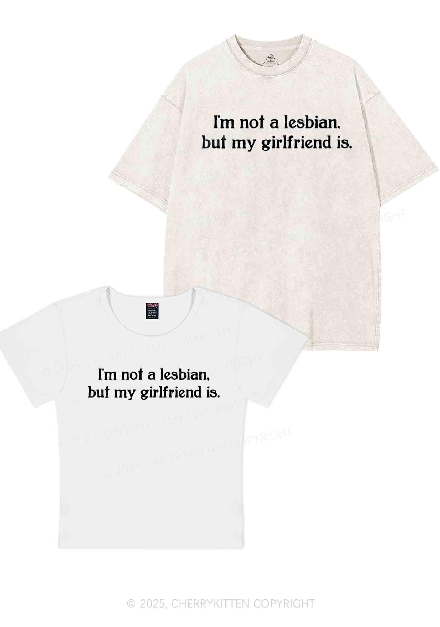 My GF Is Lesbian Y2K Valentine's Day Couple Shirt Cherrykitten - Image 6