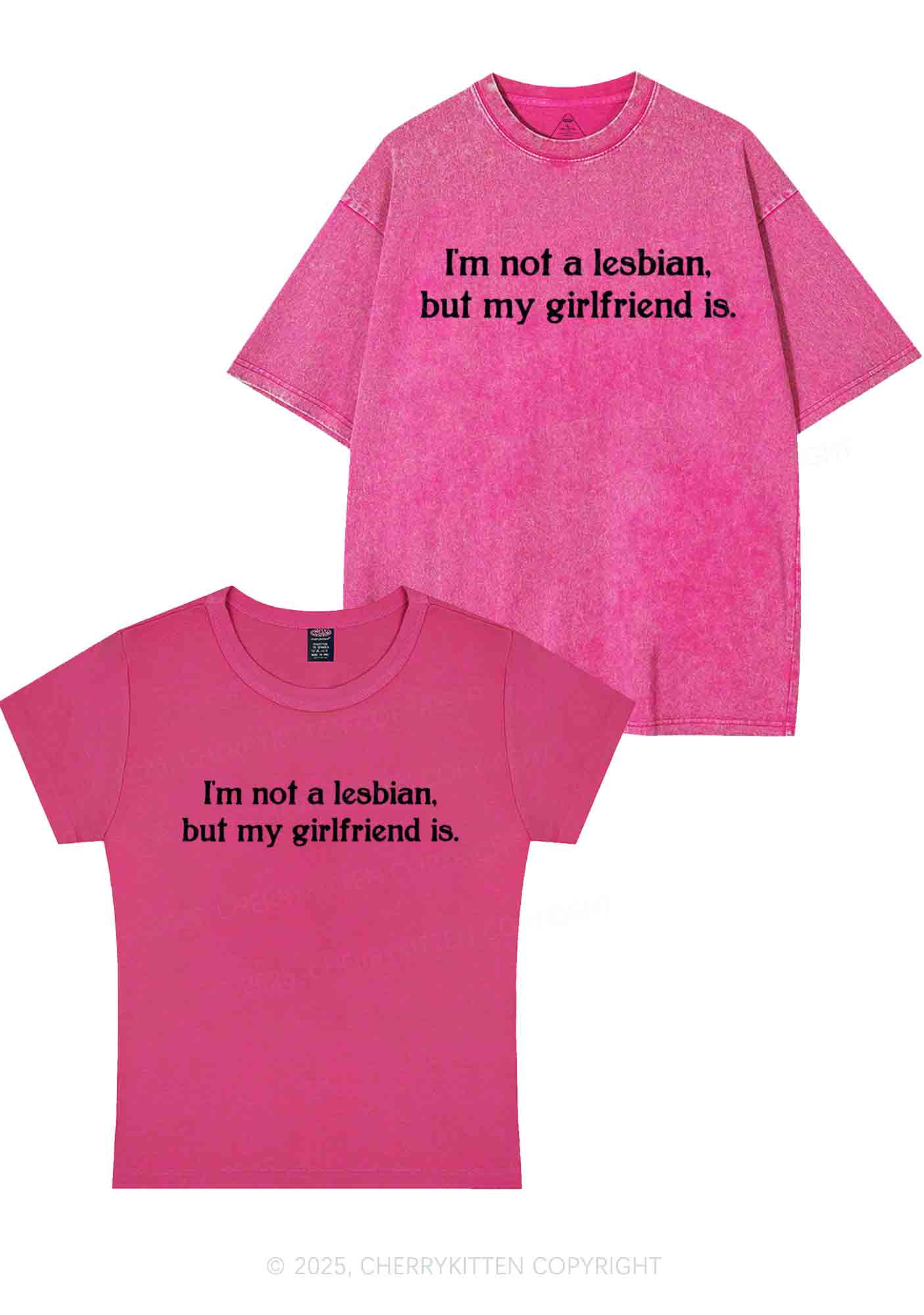 My GF Is Lesbian Y2K Valentine's Day Couple Shirt Cherrykitten - Image 7