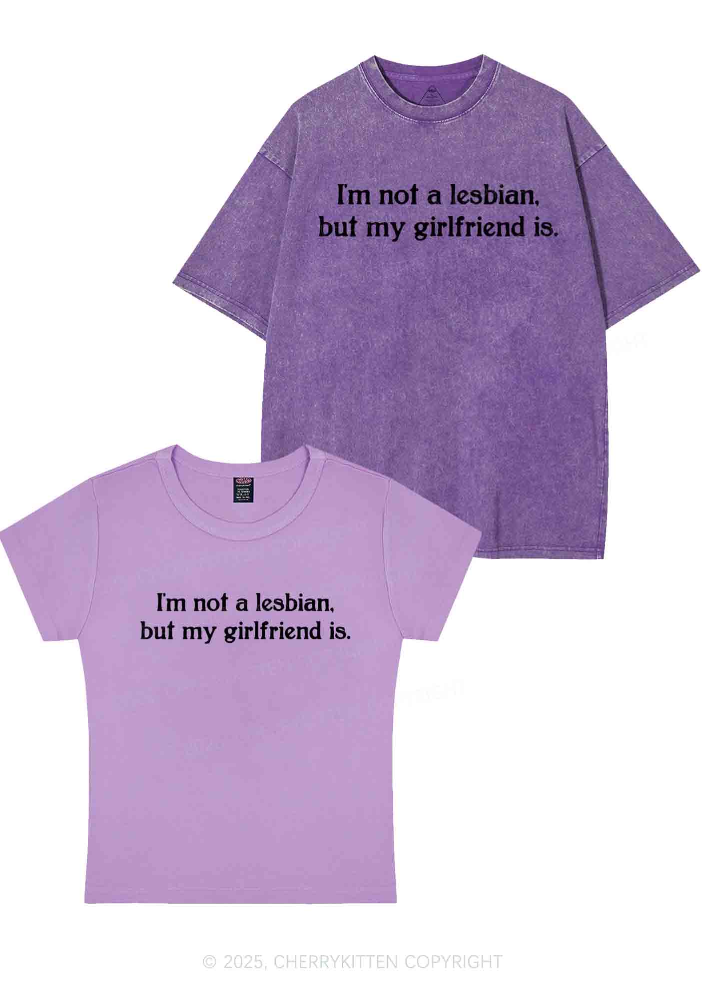 My GF Is Lesbian Y2K Valentine's Day Couple Shirt Cherrykitten - Image 8