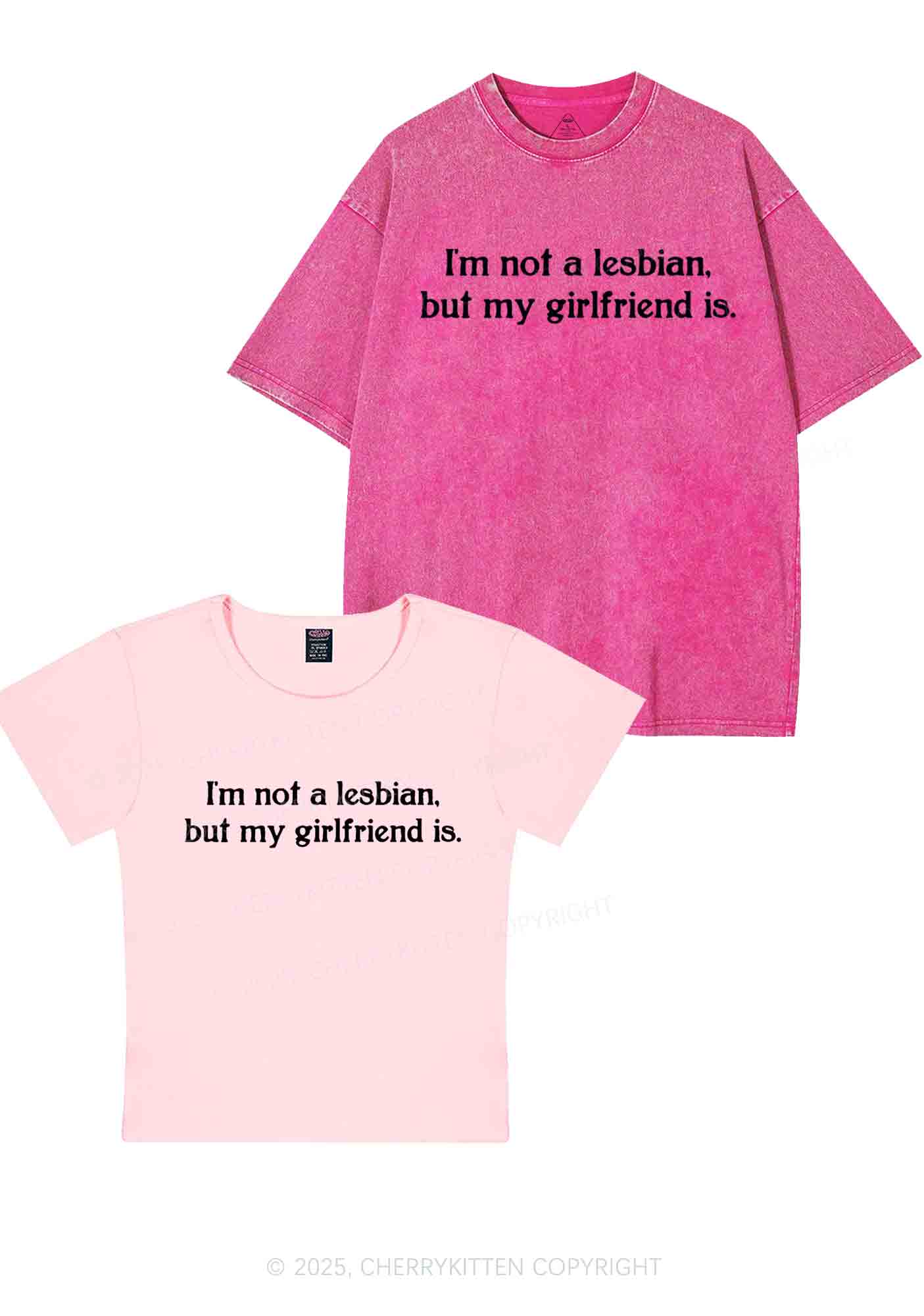 My GF Is Lesbian Y2K Valentine's Day Couple Shirt Cherrykitten - Image 9