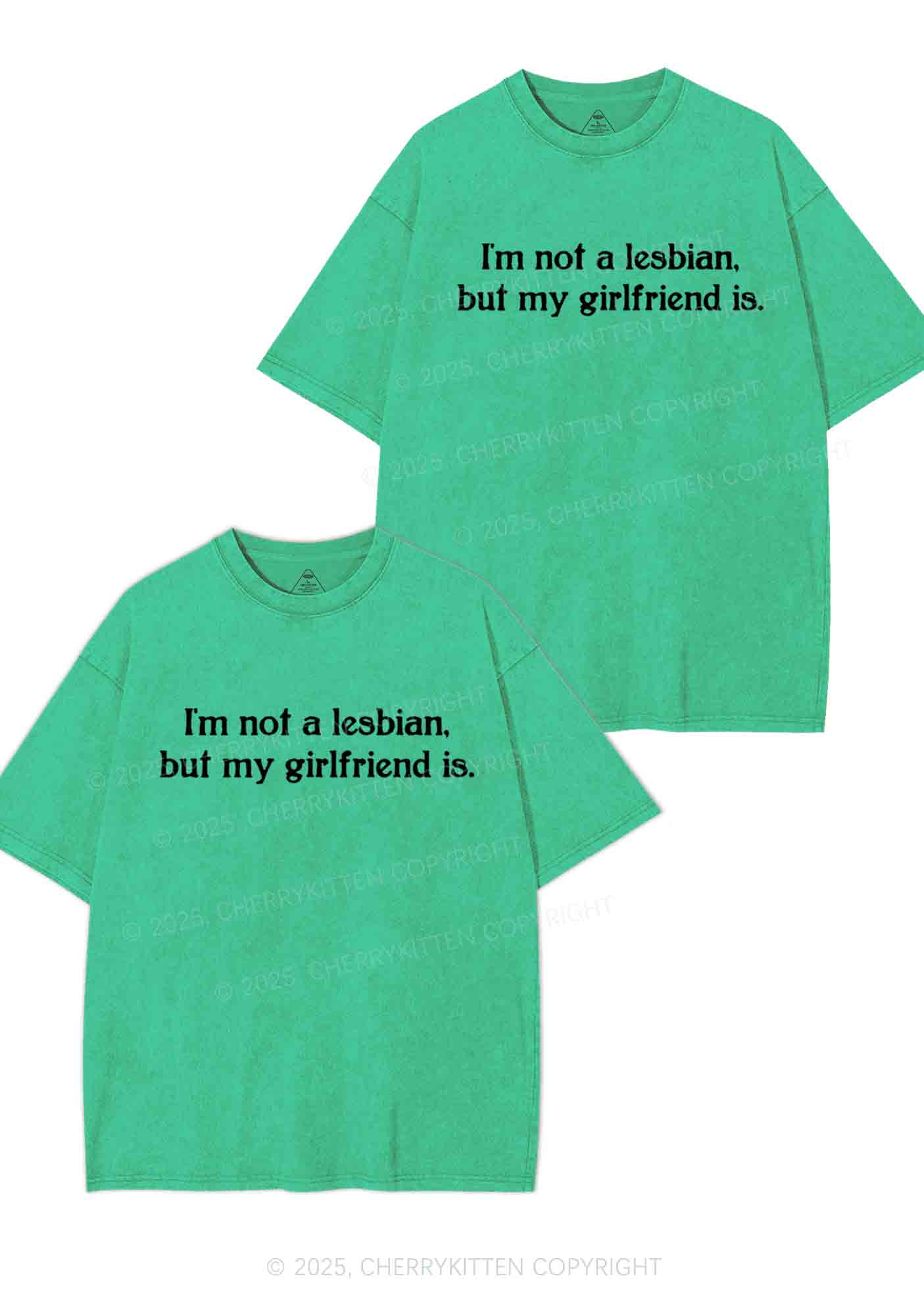 My GF Is Lesbian Y2K Valentine's Day Washed Tee Cherrykitten - Image 6