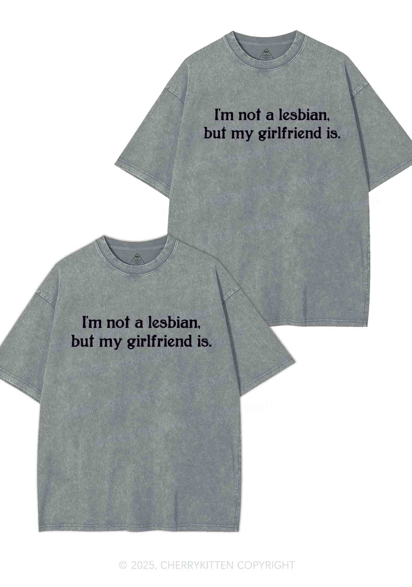 My GF Is Lesbian Y2K Valentine's Day Washed Tee Cherrykitten - Image 8