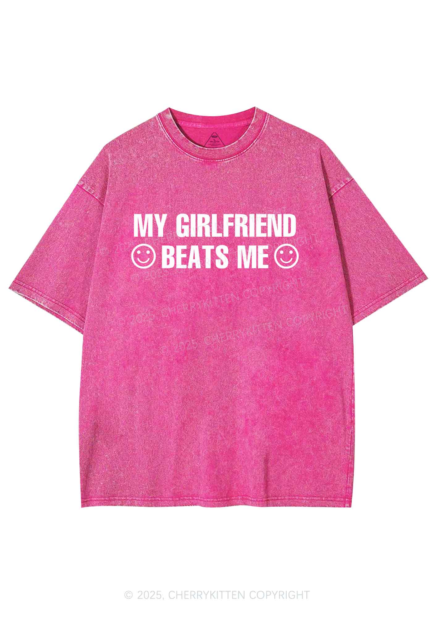 My Girlfriend Beats Me Y2K Shirts Washed Tee Cherrykitten - Image 4