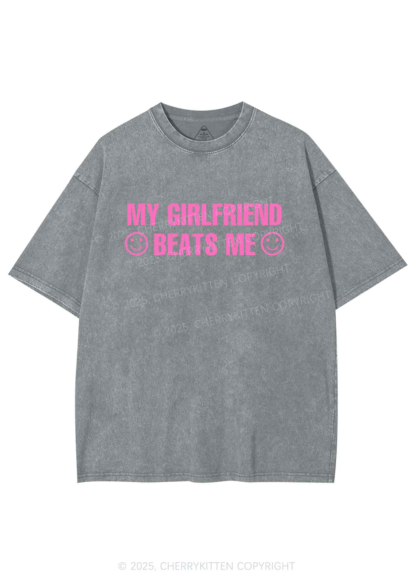 My Girlfriend Beats Me Y2K Shirts Washed Tee Cherrykitten - Image 7