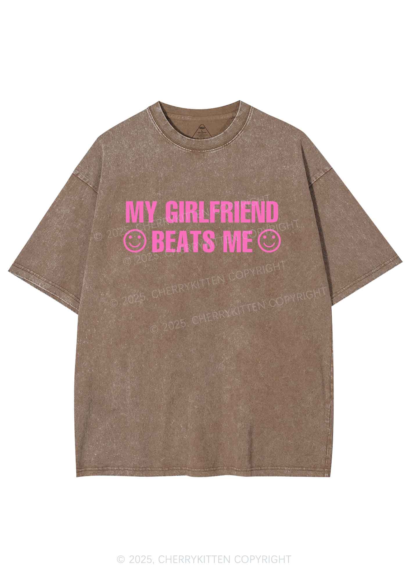My Girlfriend Beats Me Y2K Shirts Washed Tee Cherrykitten - Image 8