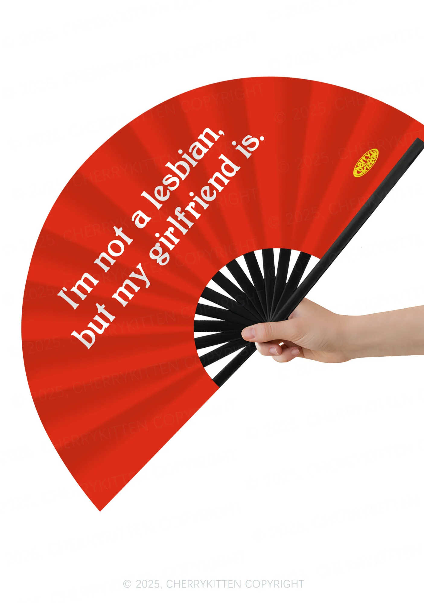 My Girlfriend Is Lesbian Pride Y2K Rave Hand Fan Cherrykitten - Image 2