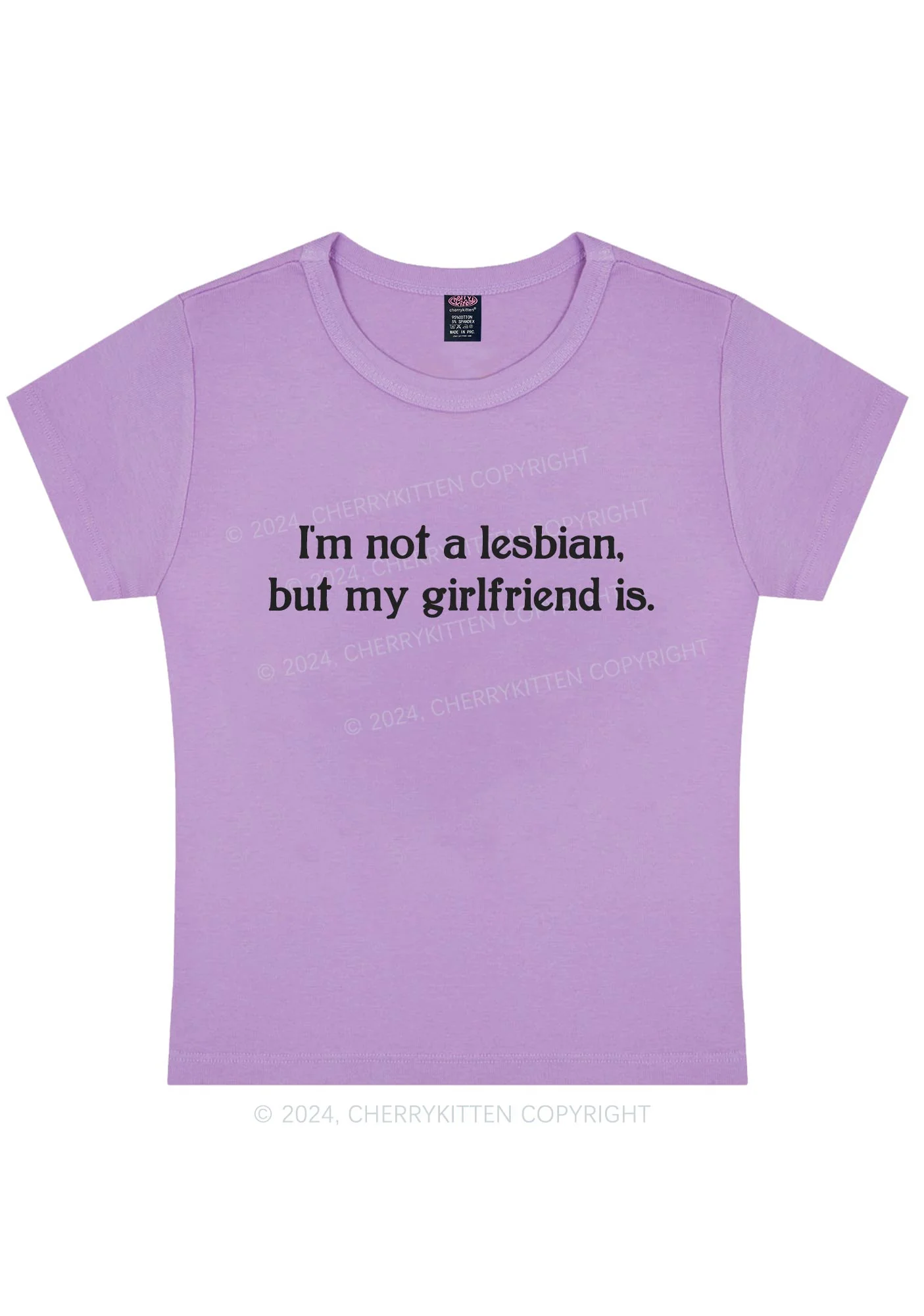 My Girlfriend Is Lesbian Y2K Baby Tee Cherrykitten - Image 8