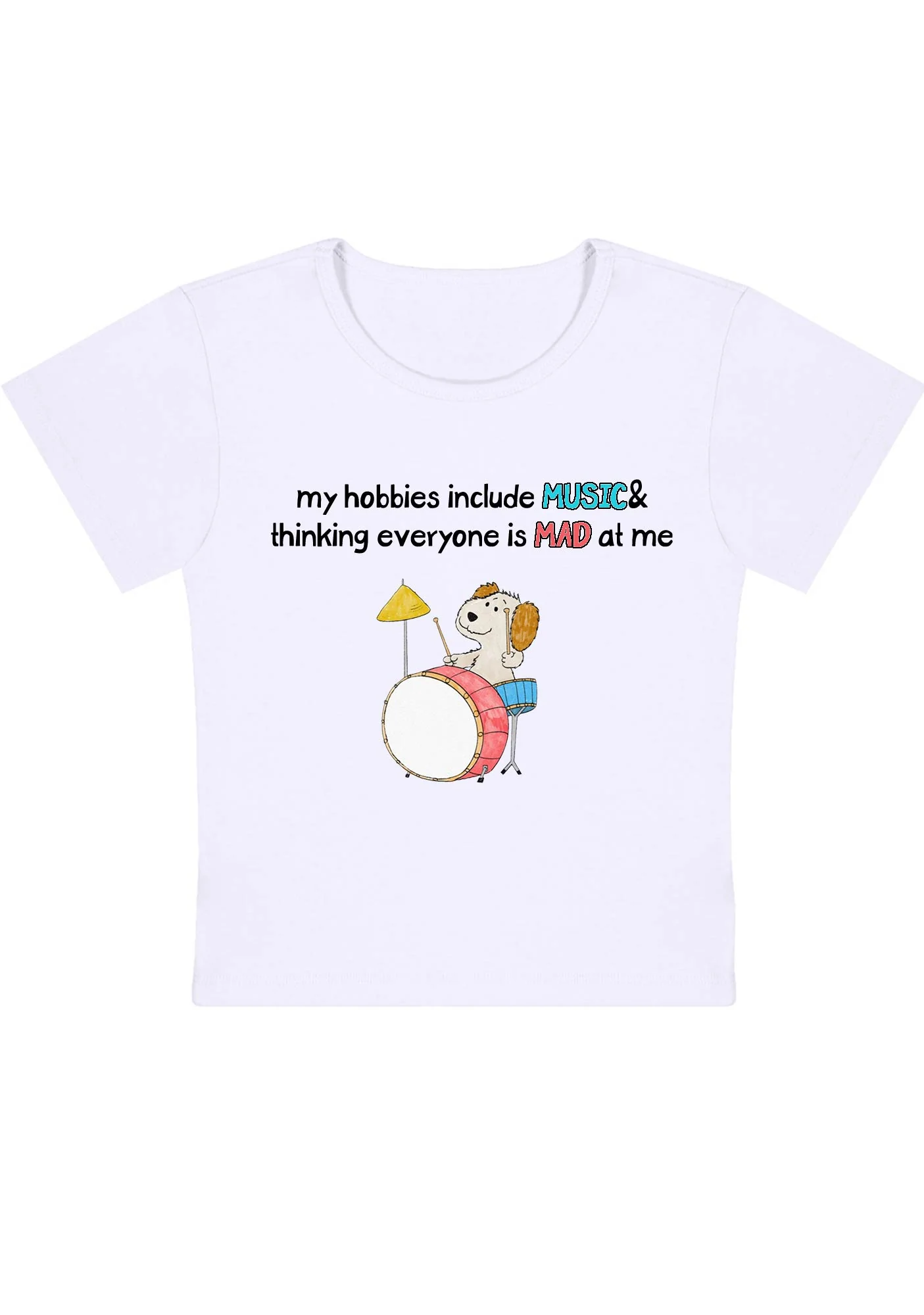 My Hobbies Include Music&Mad Y2K Baby Tee - Image 3