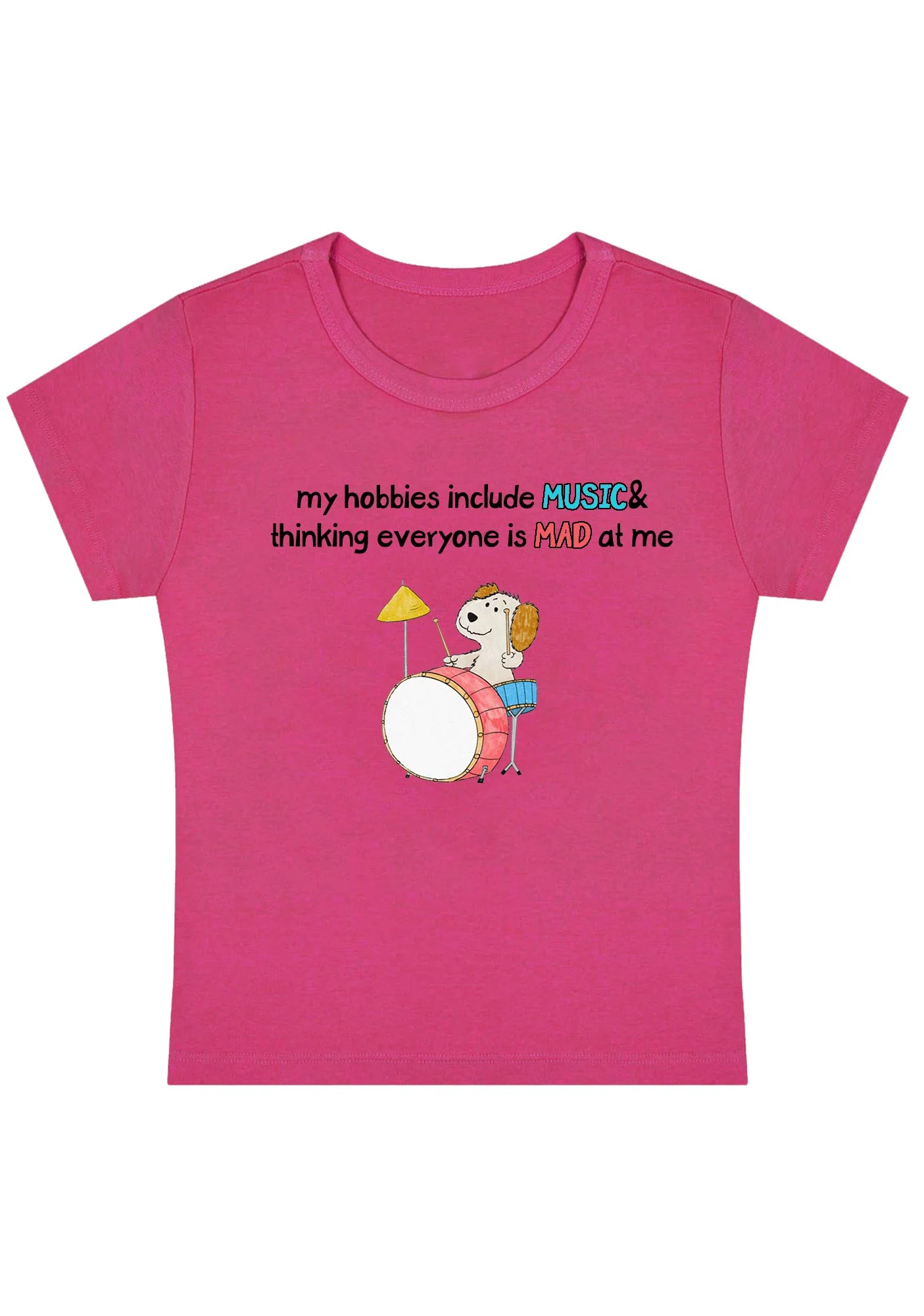 My Hobbies Include Music&Mad Y2K Baby Tee - Image 5