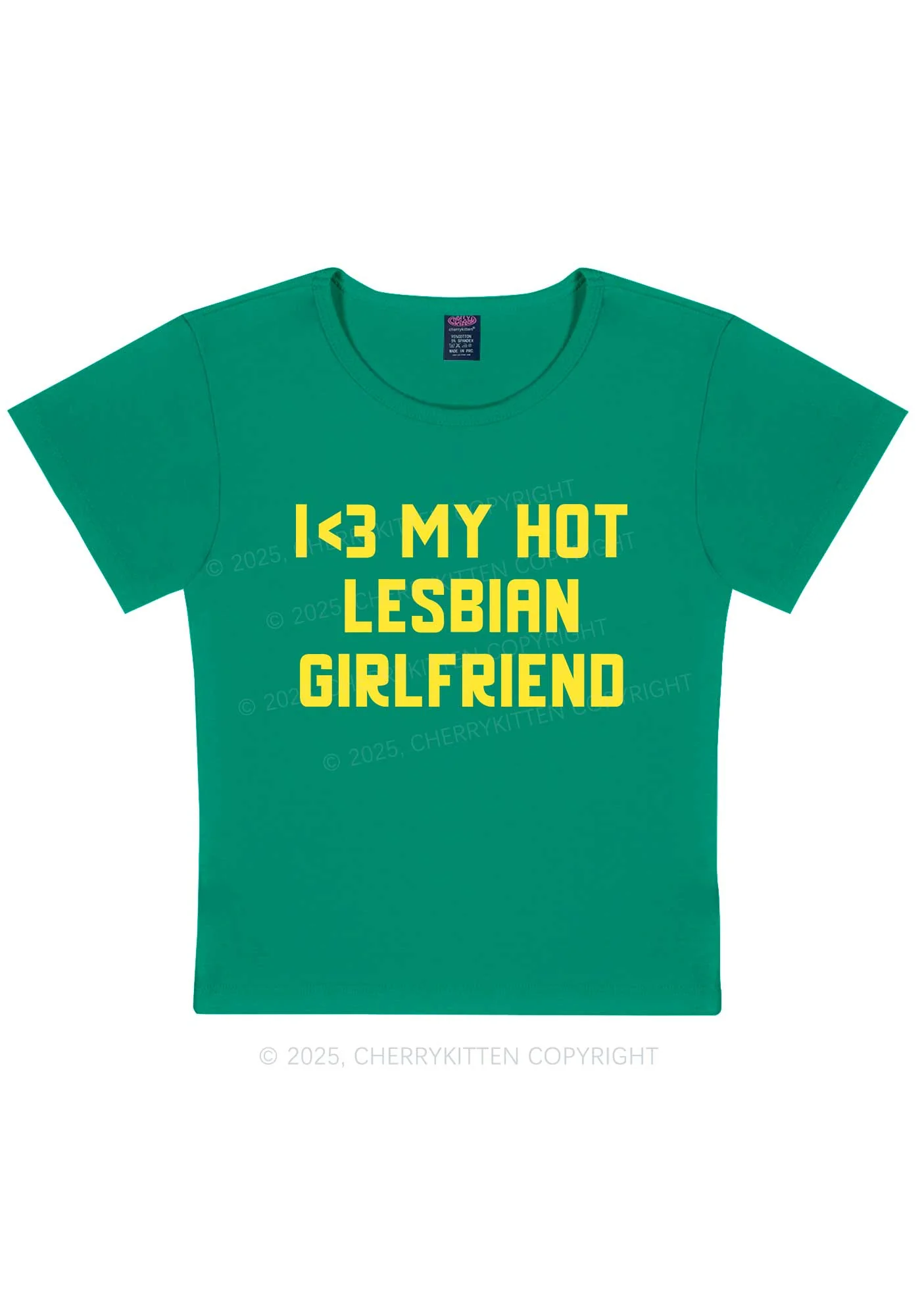 My Hot Lesbian GF Pride Y2K Baby Tee Cherrykitten - Image 10