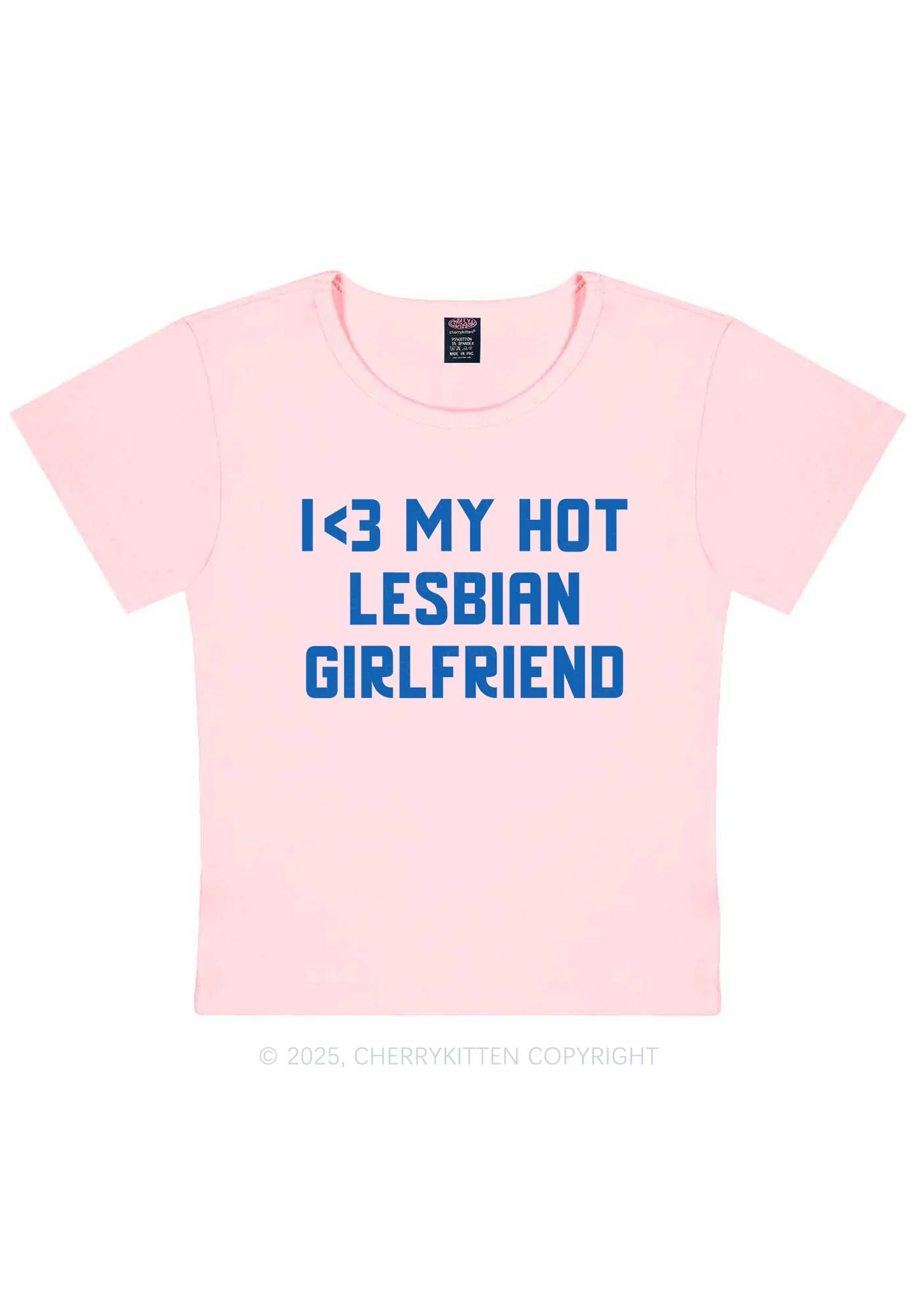 My Hot Lesbian GF Pride Y2K Baby Tee Cherrykitten - Image 12