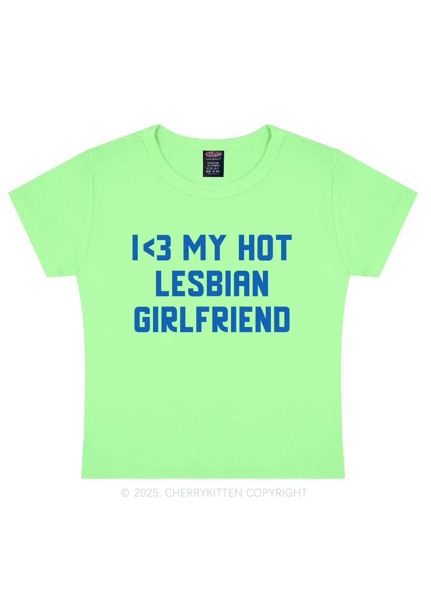 My Hot Lesbian GF Pride Y2K Baby Tee Cherrykitten - Image 13
