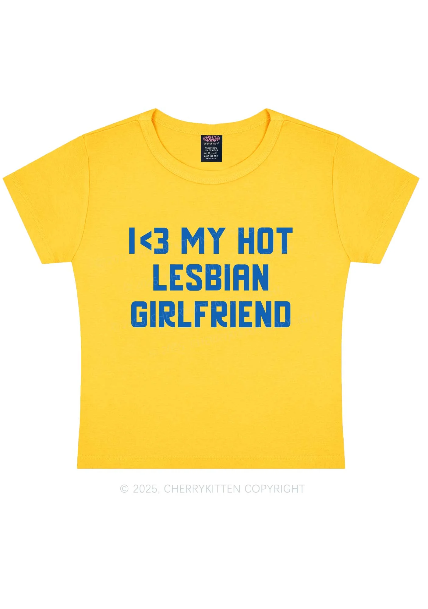 My Hot Lesbian GF Pride Y2K Baby Tee Cherrykitten - Image 5