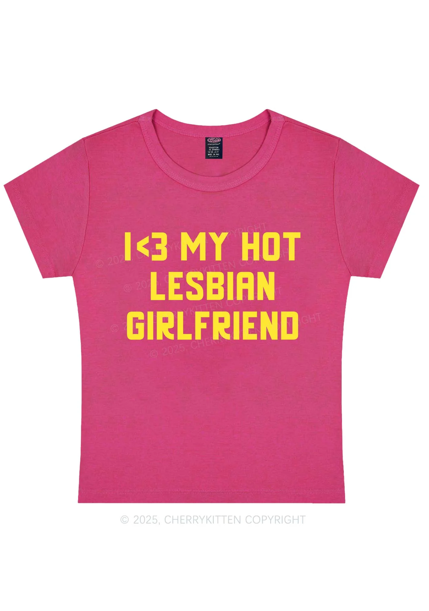 My Hot Lesbian GF Pride Y2K Baby Tee Cherrykitten - Image 6