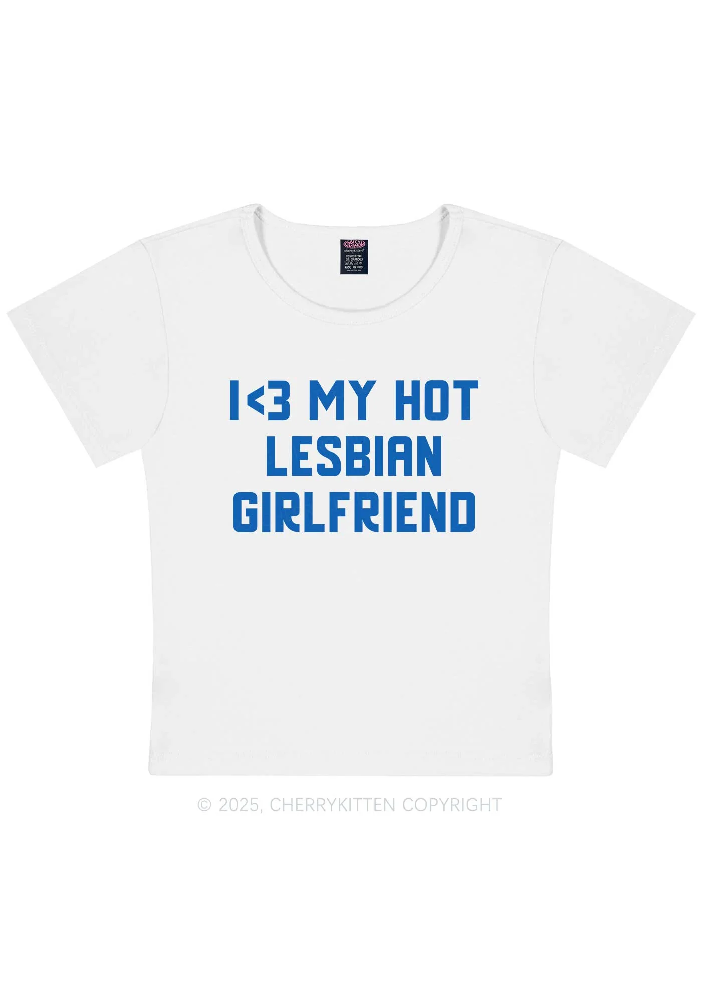 My Hot Lesbian GF Pride Y2K Baby Tee Cherrykitten - Image 7