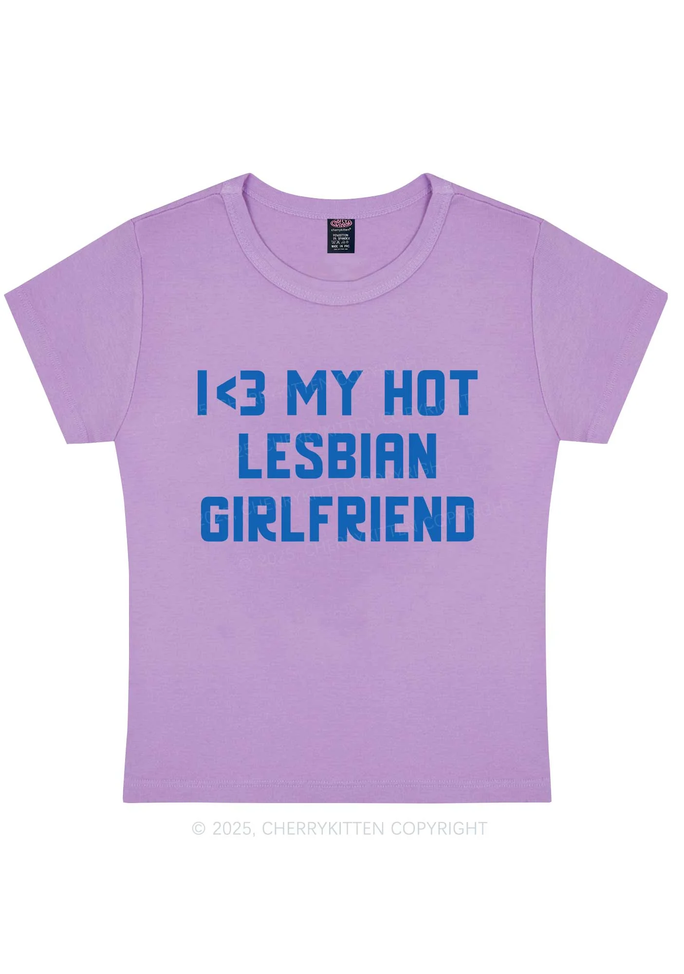 My Hot Lesbian GF Pride Y2K Baby Tee Cherrykitten - Image 8