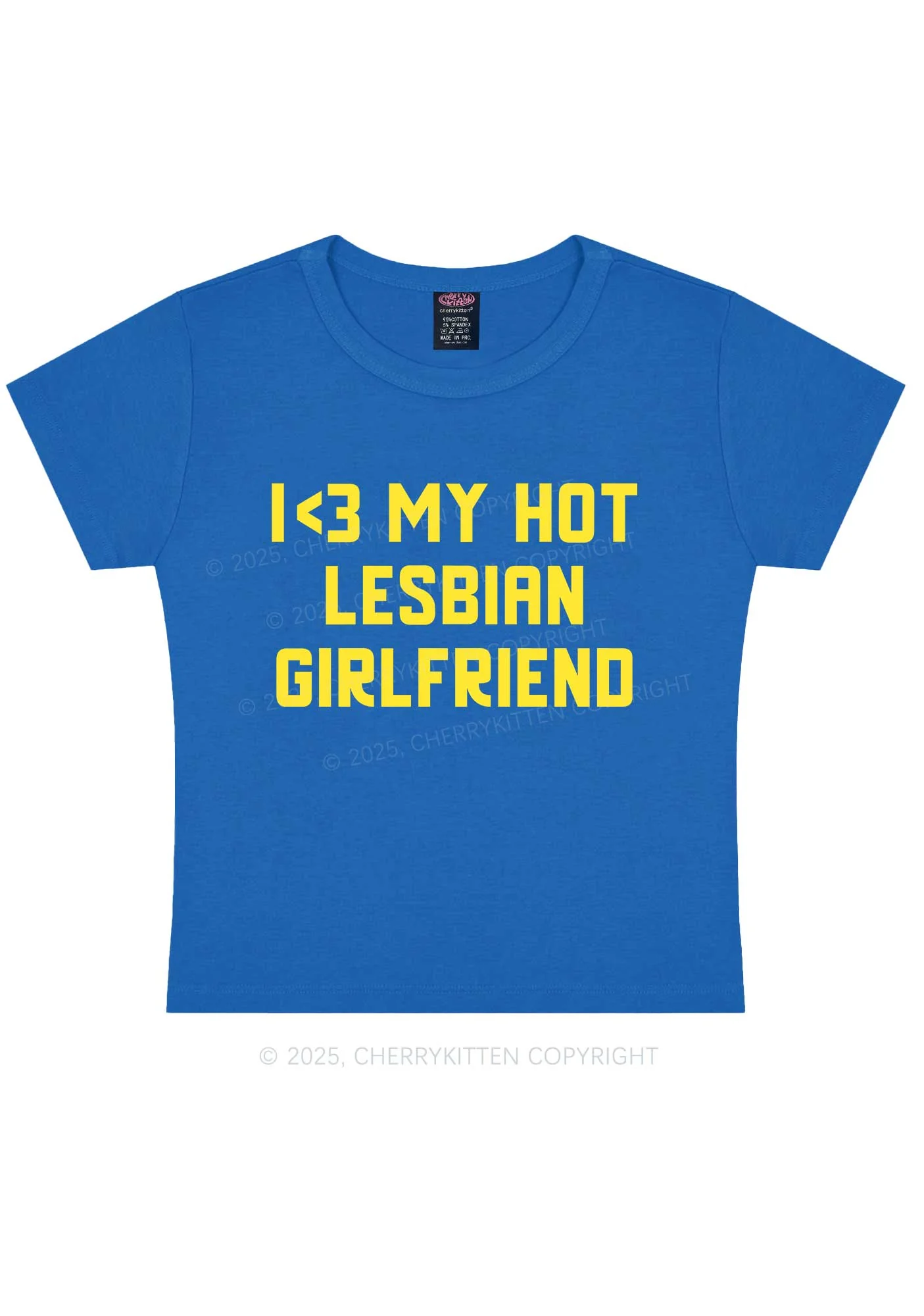 My Hot Lesbian GF Pride Y2K Baby Tee Cherrykitten - Image 9