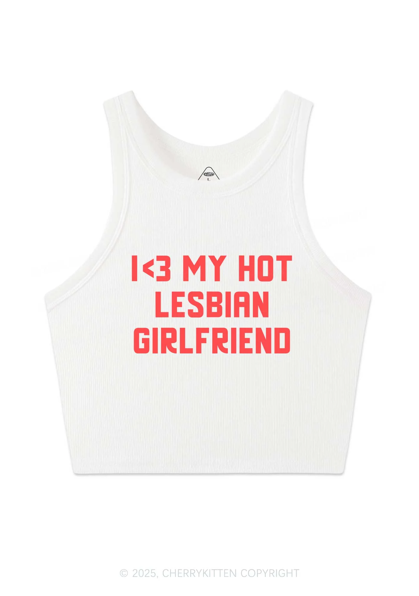 My Hot Lesbian GF Pride Y2K Crop Tank Top Cherrykitten - Image 3