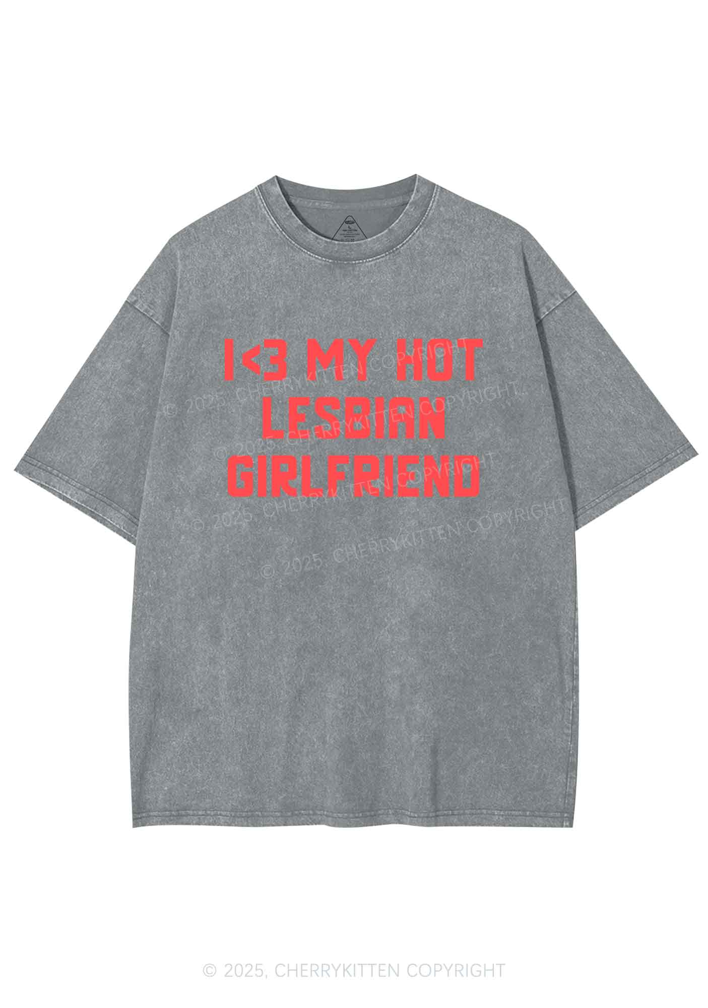 My Hot Lesbian GF Pride Y2K Shirts Washed Tee Cherrykitten - Image 8