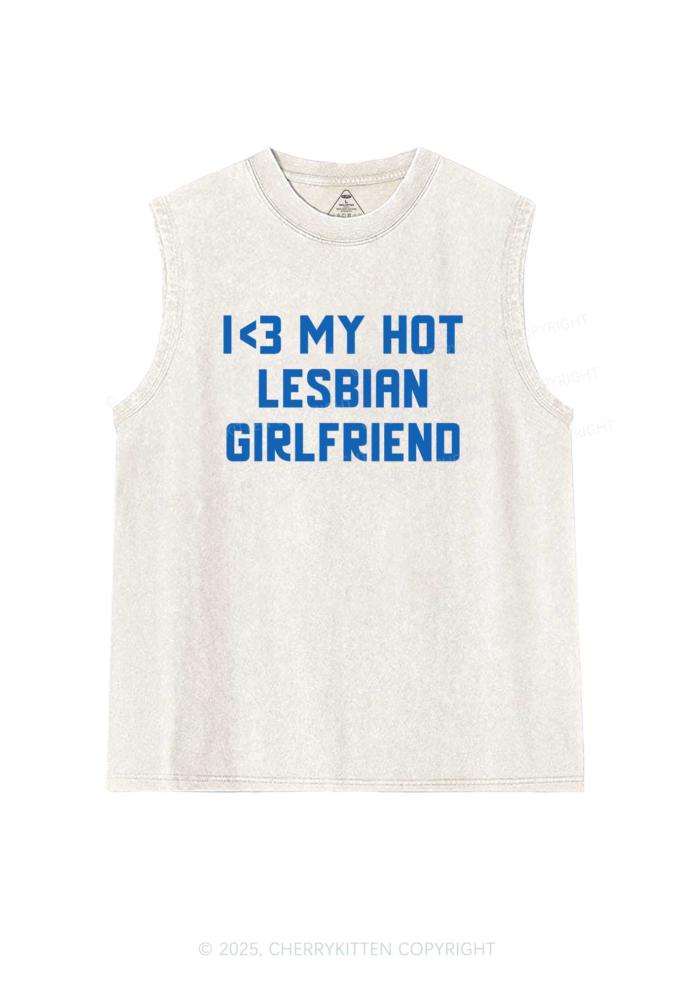 My Hot Lesbian GF Pride Y2K Washed Muscle Tank Cherrykitten - Image 4