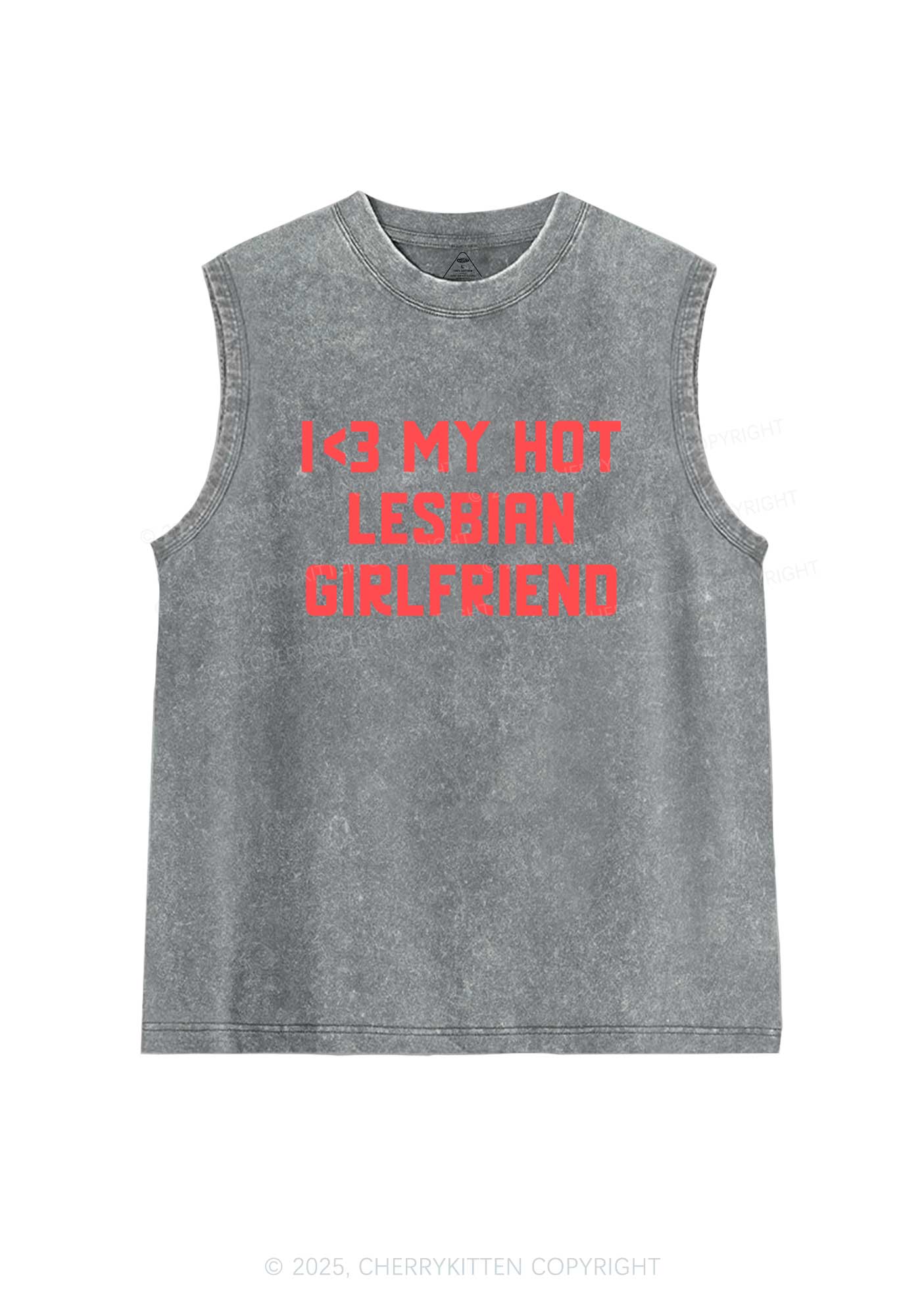 My Hot Lesbian GF Pride Y2K Washed Muscle Tank Cherrykitten - Image 7