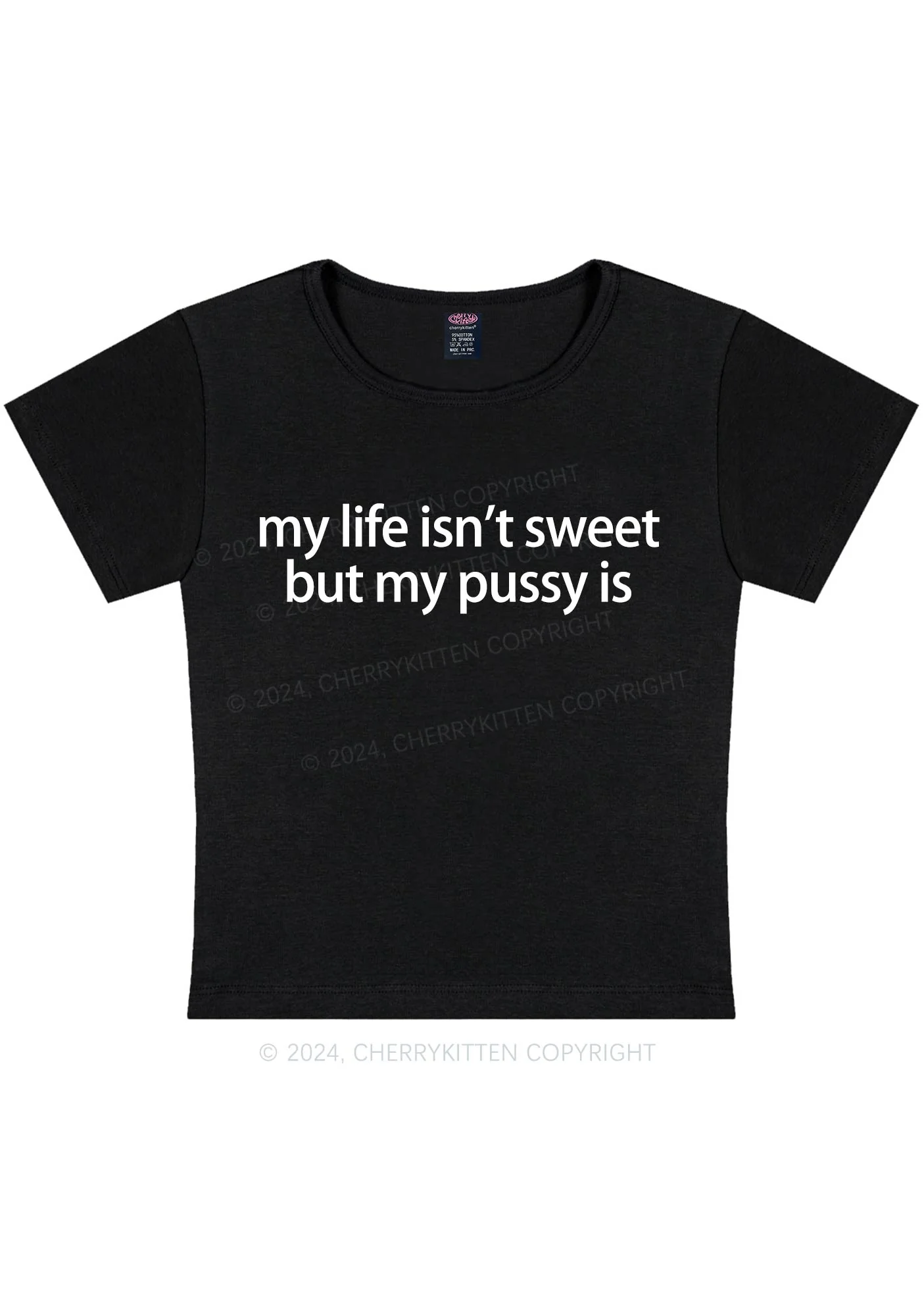 My Life Isn't Sweet Y2K Baby Tee Cherrykitten - Image 3