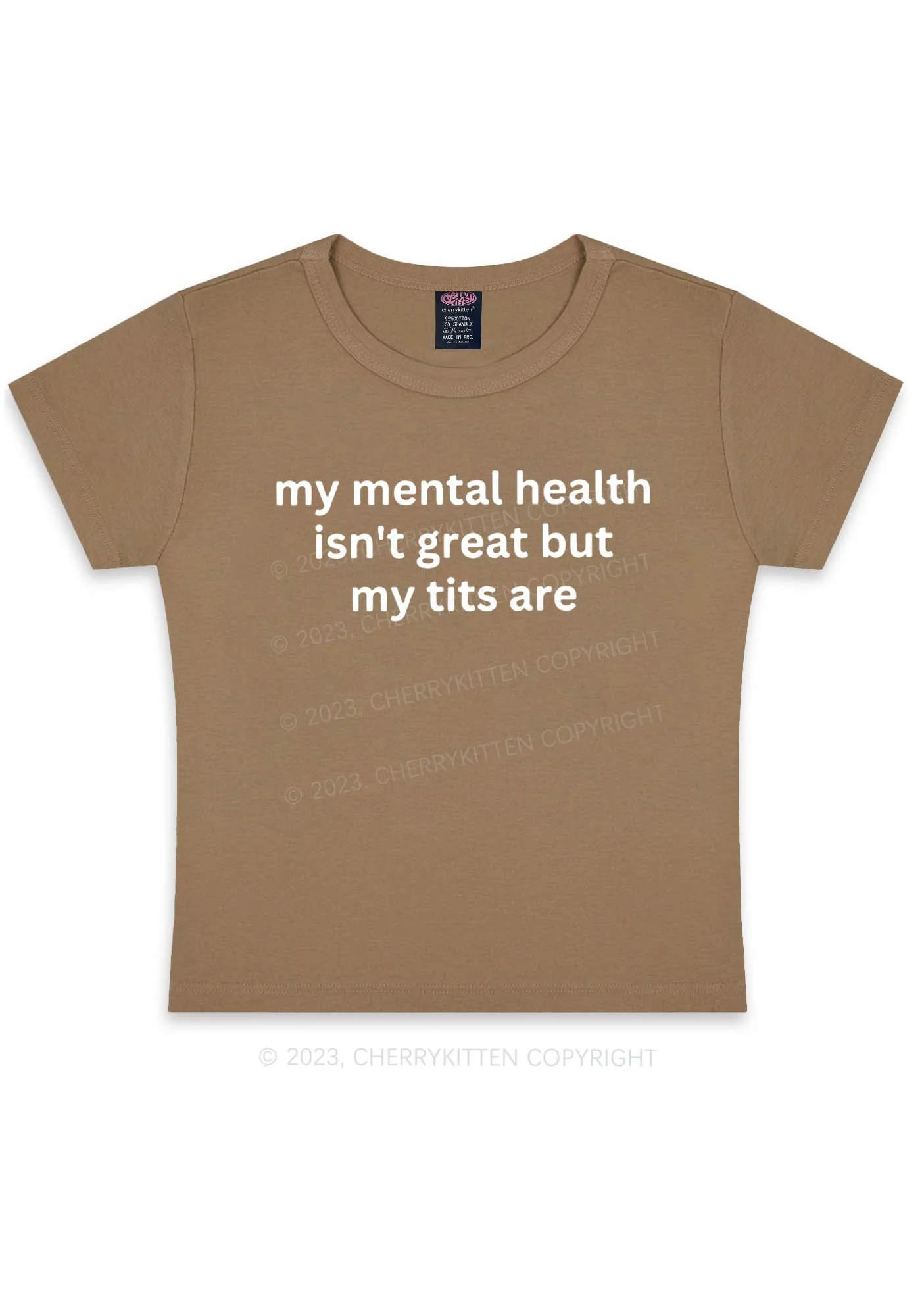 My Mental Health Isn't Great Y2K Baby Tee Cherrykitten - Image 10