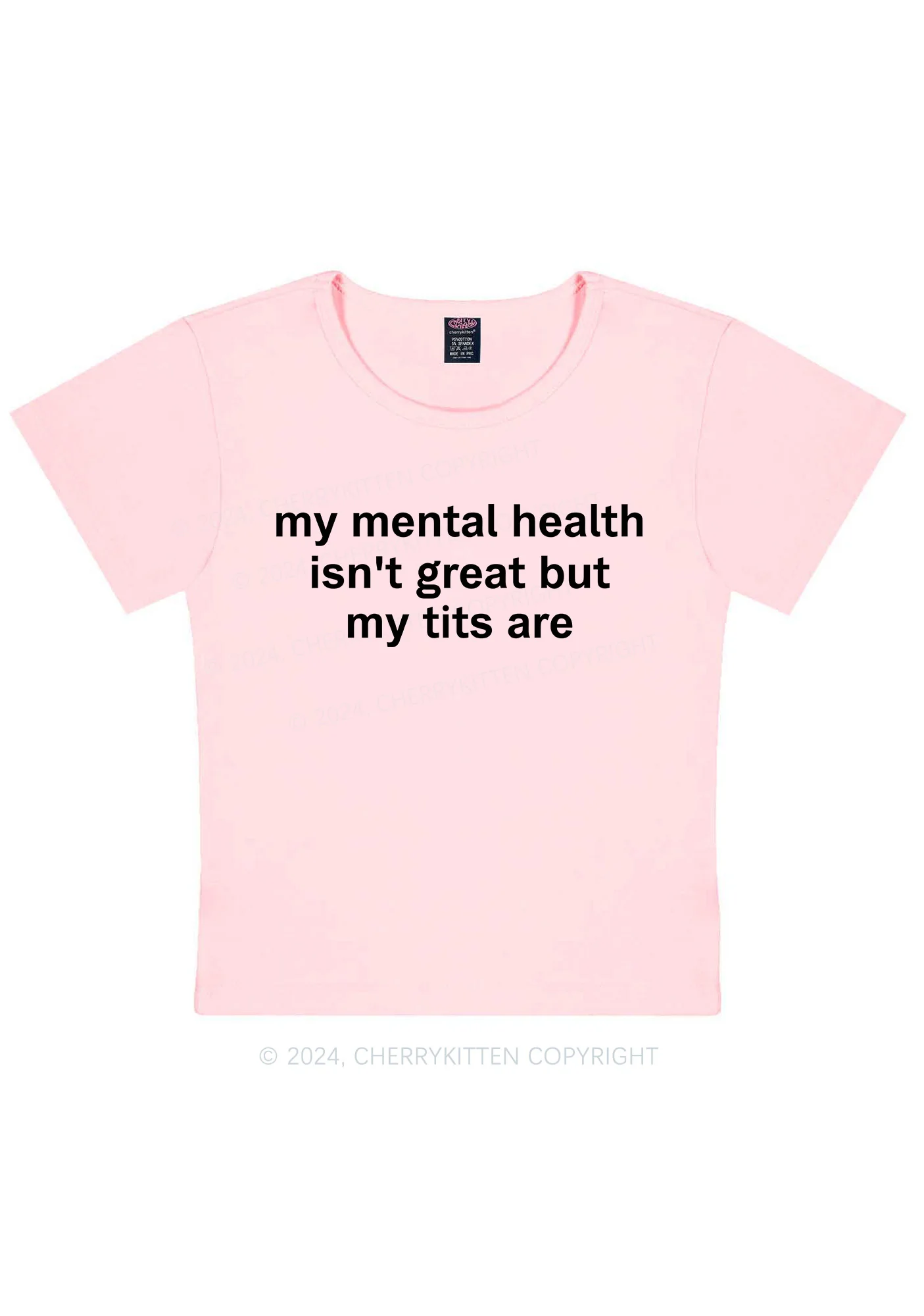 My Mental Health Isn't Great Y2K Baby Tee Cherrykitten - Image 11
