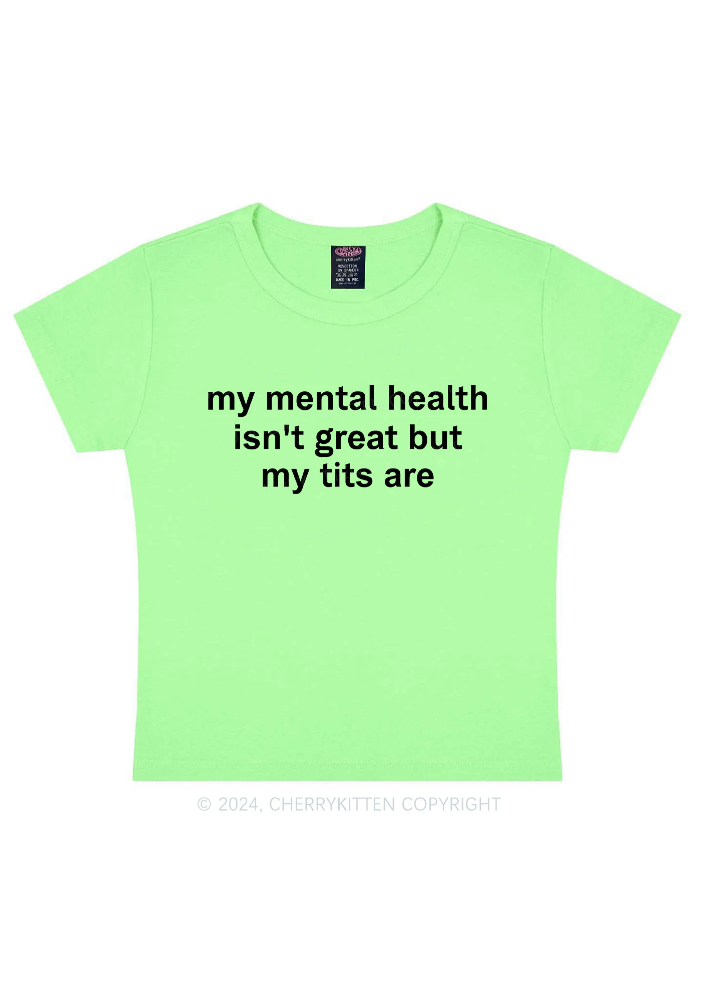 My Mental Health Isn't Great Y2K Baby Tee Cherrykitten - Image 13