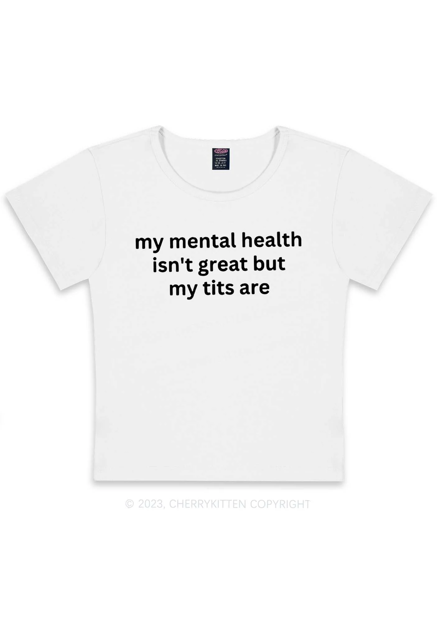 My Mental Health Isn't Great Y2K Baby Tee Cherrykitten - Image 6