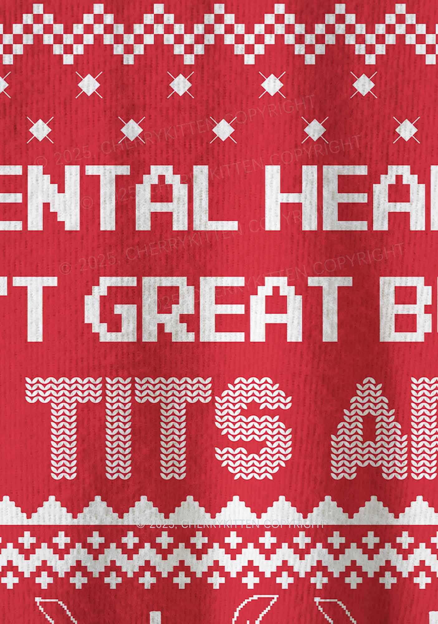 My Mental Health Isnt Great Y2K Christmas Knit Sweatshirt Cherrykitten - Image 4