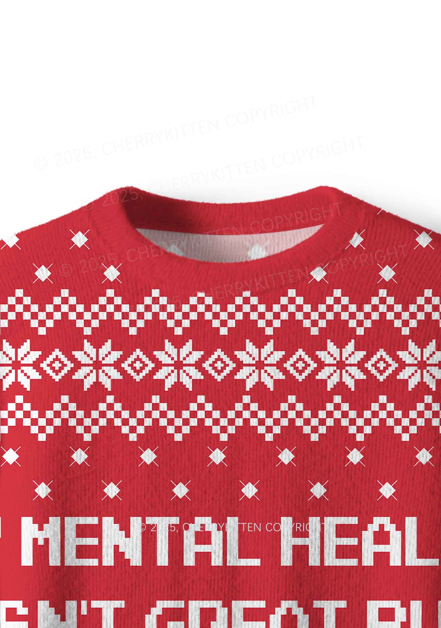 My Mental Health Isnt Great Y2K Christmas Knit Sweatshirt Cherrykitten - Image 5