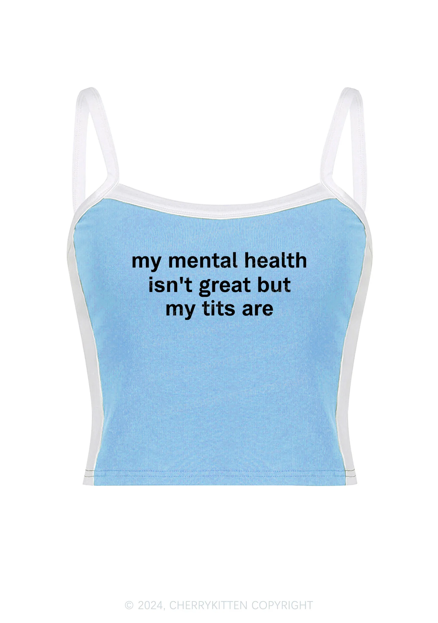 My Mental Health Isn't Great Y2K Color Block Crop Cami Top Cherrykitten - Image 5