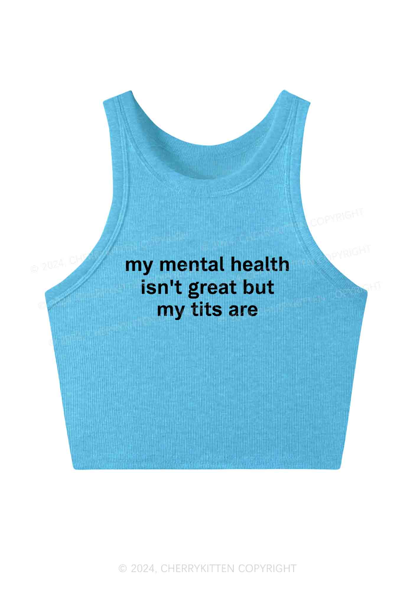 My Mental Health Isn't Great Y2K Crop Tank Top Cherrykitten - Image 4