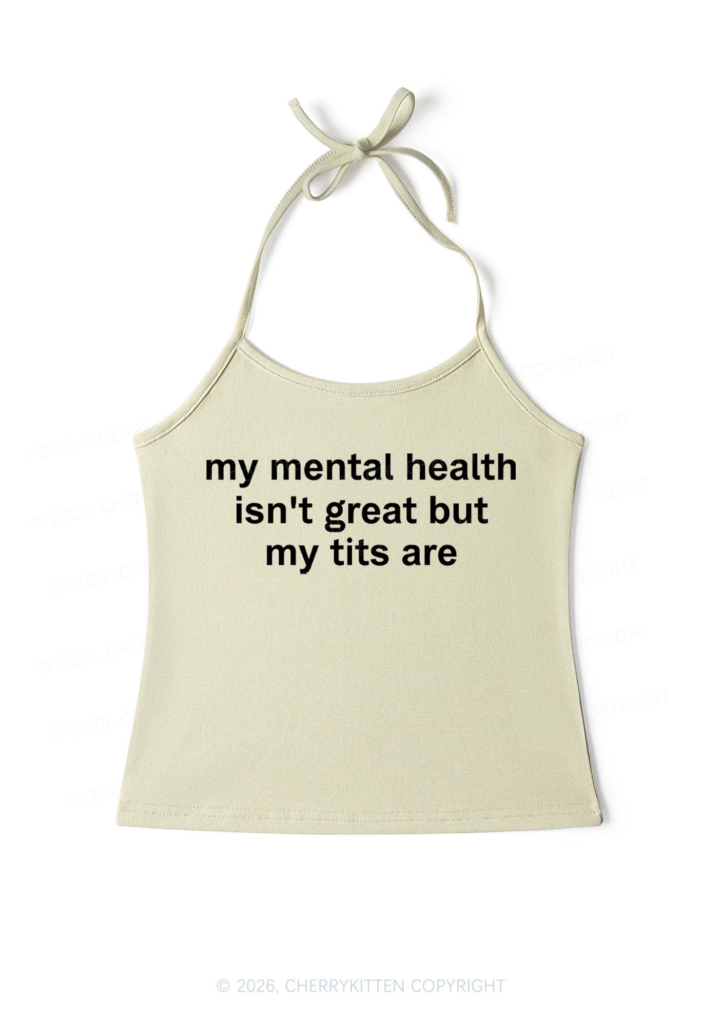 My Mental Health Isnt Great Y2K Halter Neck Cami Cherrykitten - Image 10