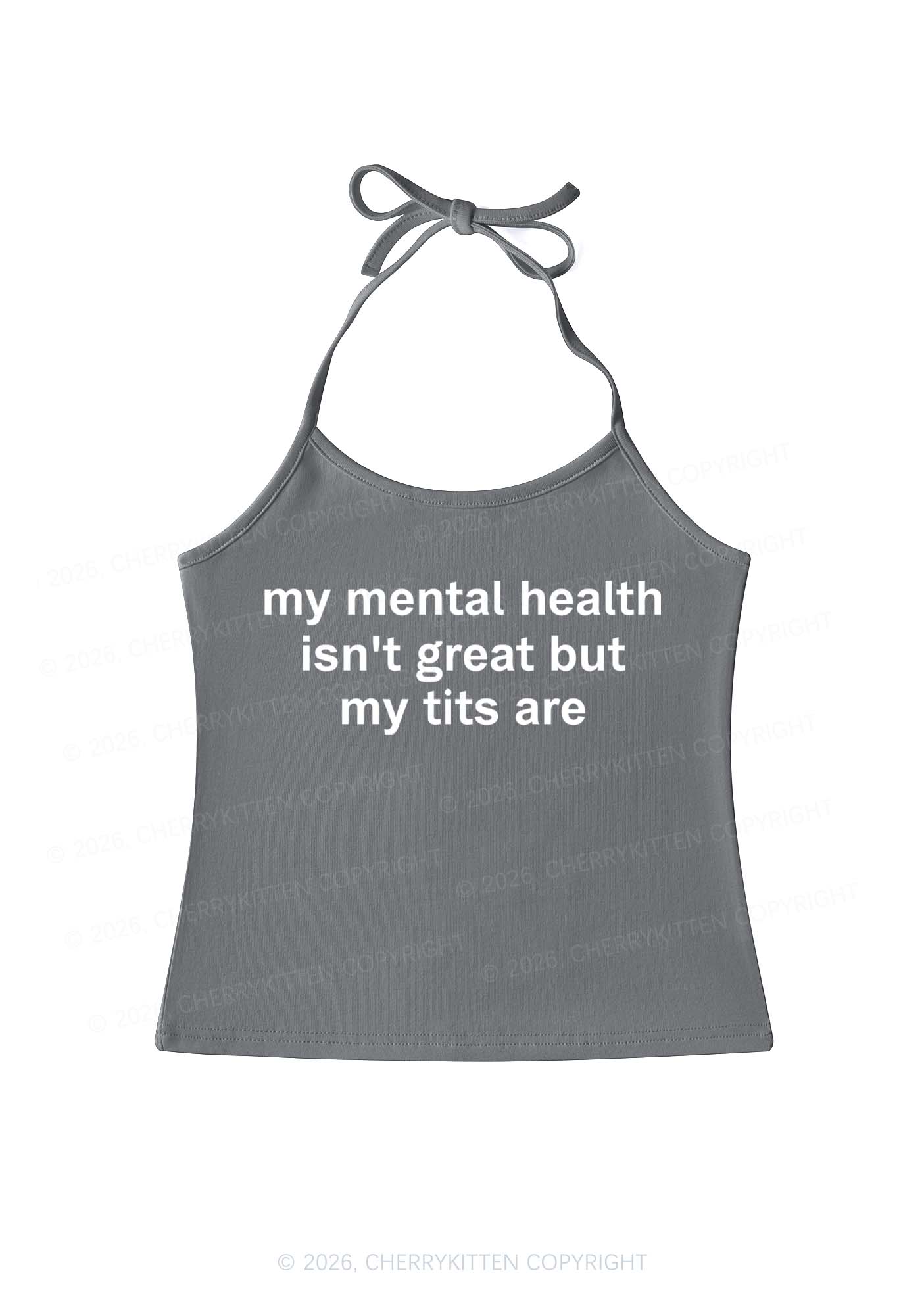 My Mental Health Isnt Great Y2K Halter Neck Cami Cherrykitten - Image 11