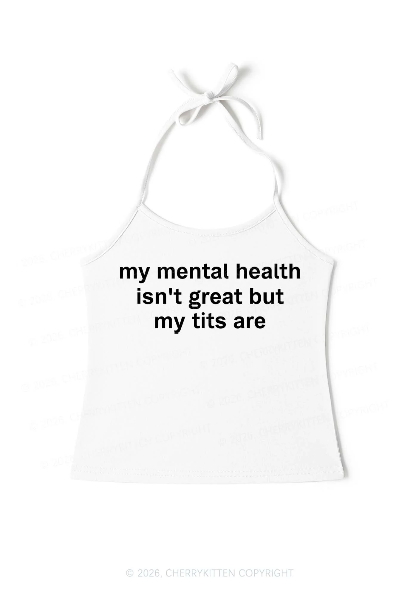 My Mental Health Isnt Great Y2K Halter Neck Cami Cherrykitten - Image 3